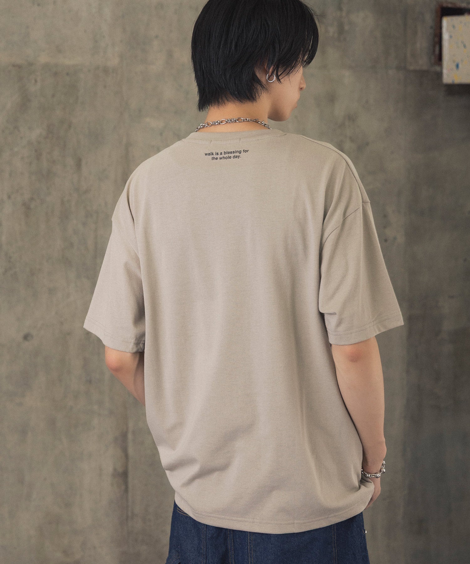 ウォーキングB ワンポイント刺繍ロゴ ビッグシルエット半袖Tシャツ