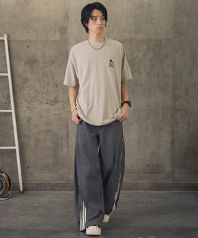 ヒゲオジサンB ワンポイント刺繍ロゴ ビッグシルエット半袖Tシャツ