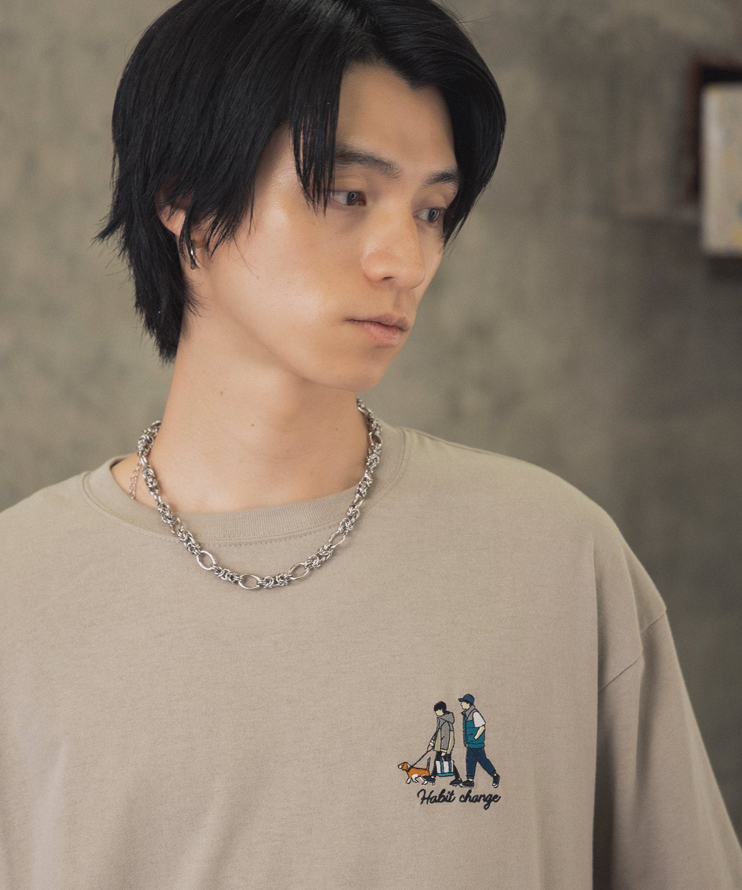 ウォーキングB ワンポイント刺繍ロゴ ビッグシルエット半袖Tシャツ