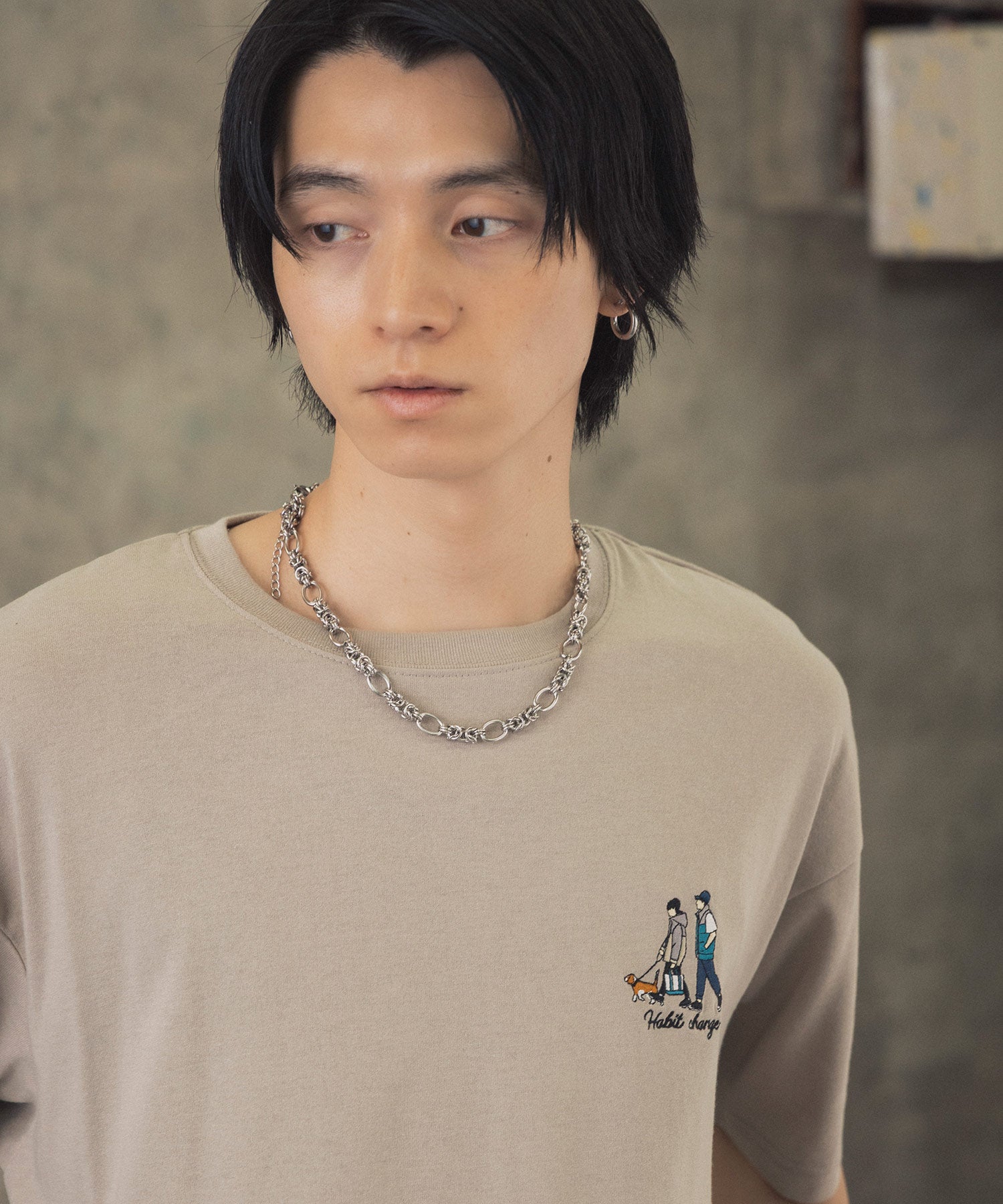 ウォーキングB ワンポイント刺繍ロゴ ビッグシルエット半袖Tシャツ