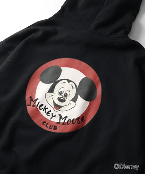 【Disney / ディズニー】ミッキー ワンポイント刺繍 / バックプリント ビッグシルエットプルオーバーフーディー パーカー