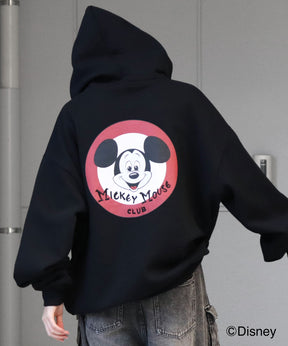 【Disney / ディズニー】ミッキー ワンポイント刺繍 / バックプリント ビッグシルエットプルオーバーフーディー パーカー