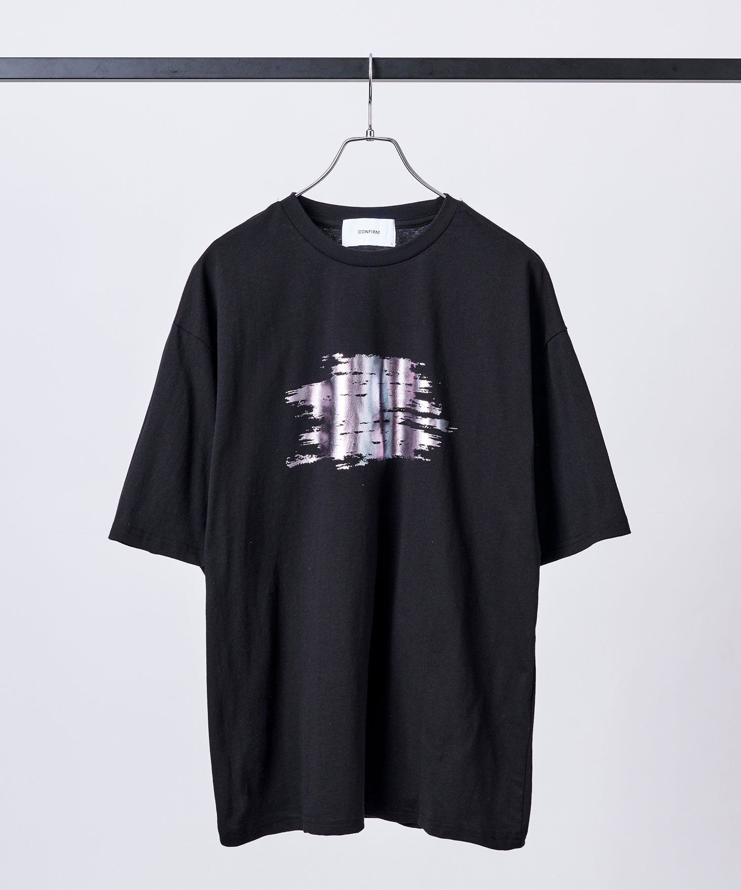 アブストラクトグラフィック箔プリント 半袖Tシャツ