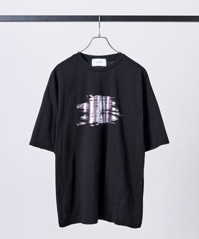 アブストラクトグラフィック箔プリント 半袖Tシャツ
