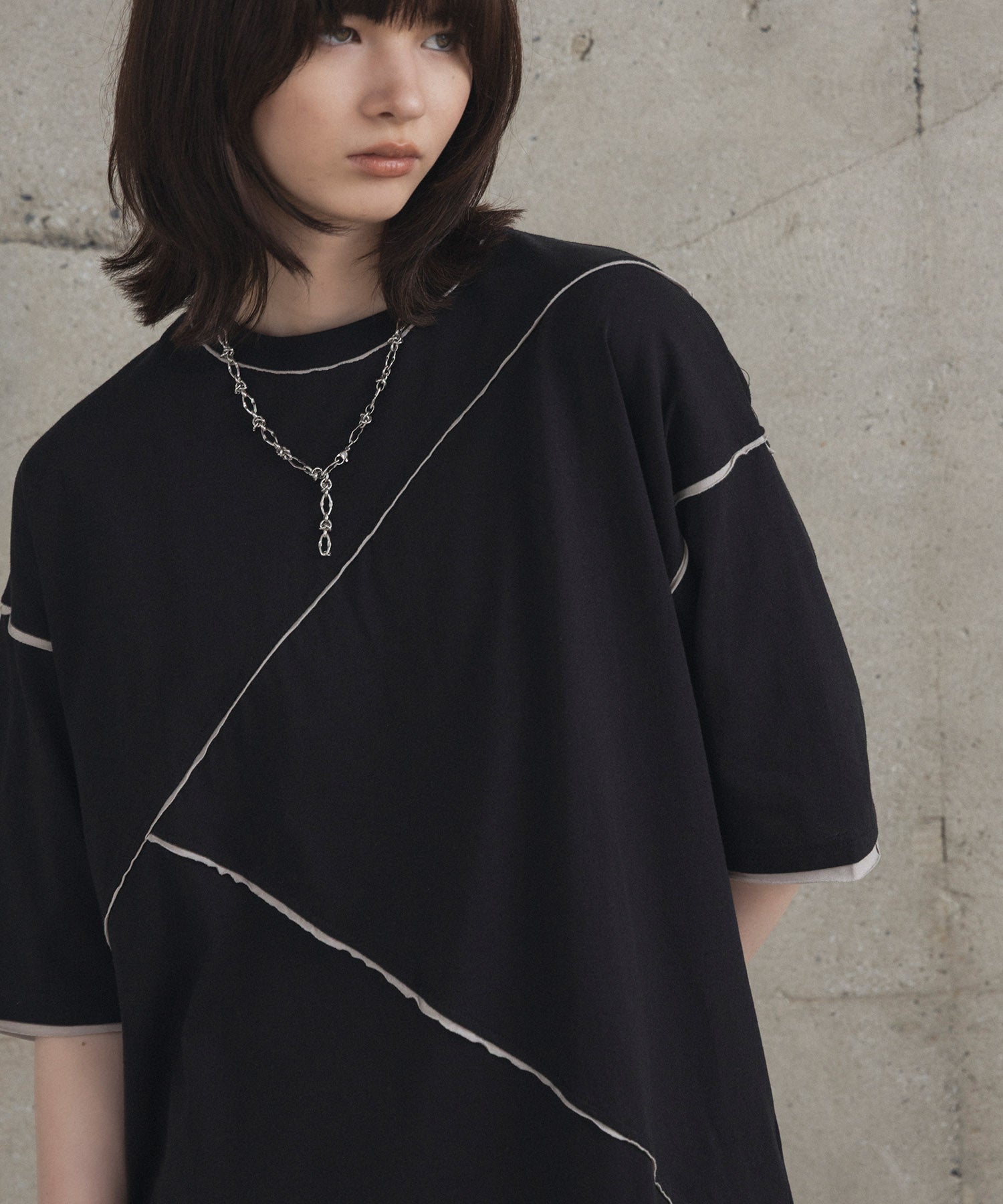 カットオフ switching Tee 切替半袖Tシャツ