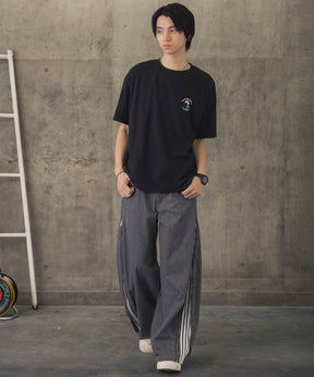ヒゲオジサンA ワンポイント刺繍ロゴ ビッグシルエット半袖Tシャツ