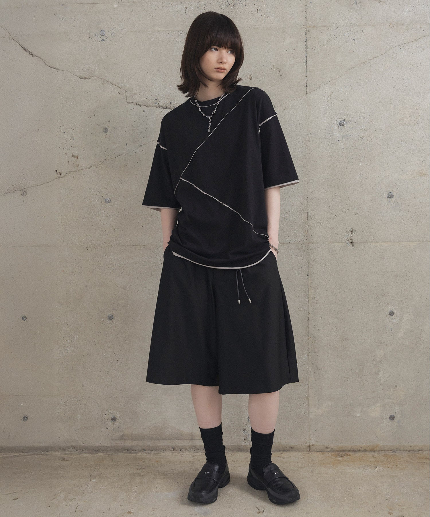 カットオフ switching Tee 切替半袖Tシャツ