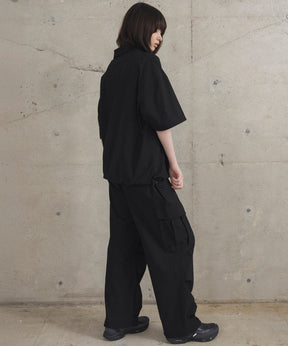 ビックシルエット ポリメッシュ ドロスト スキッパーシャツ