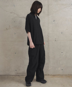 ビックシルエット ポリメッシュ ドロスト スキッパーシャツ
