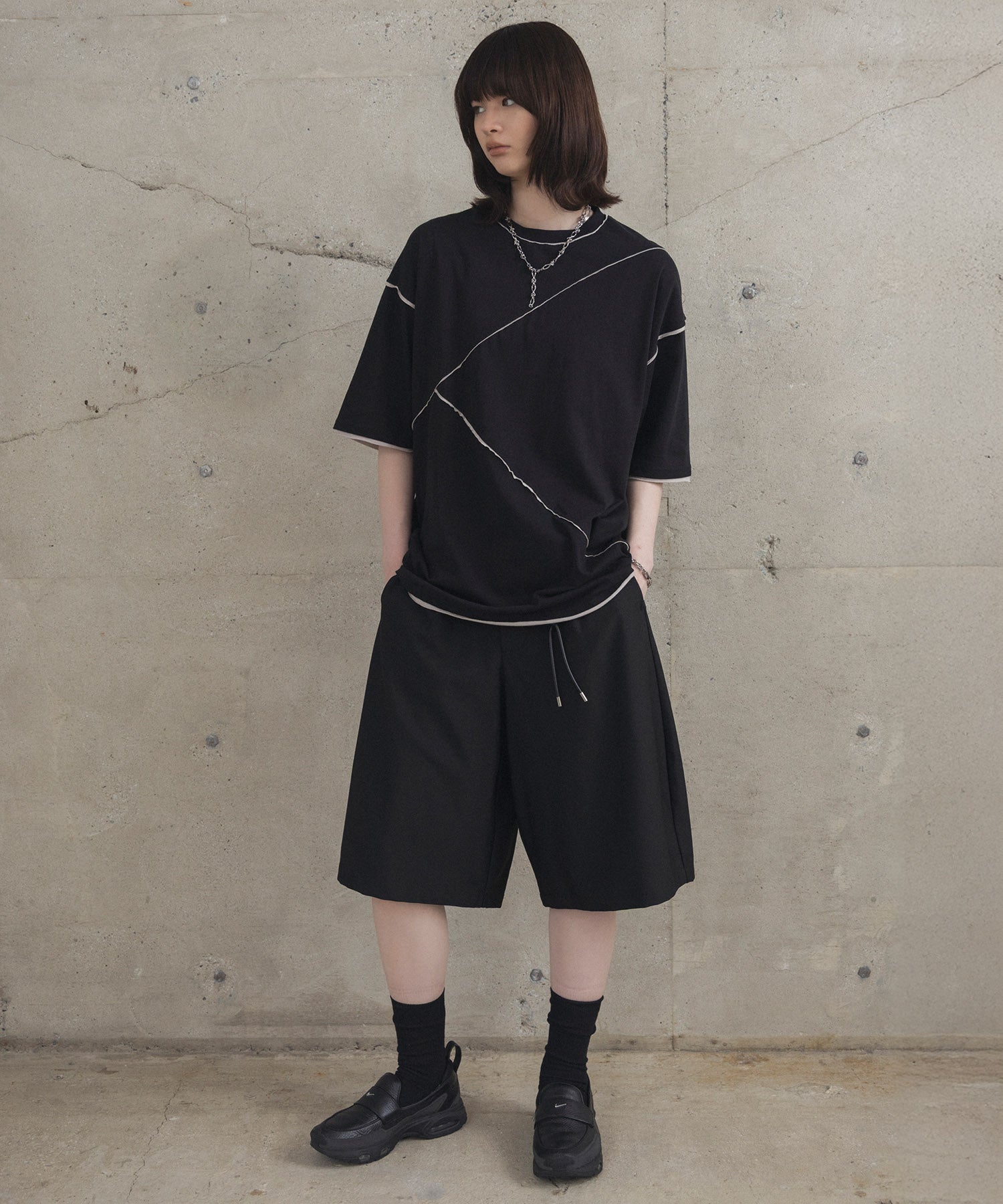 カットオフ switching Tee 切替半袖Tシャツ