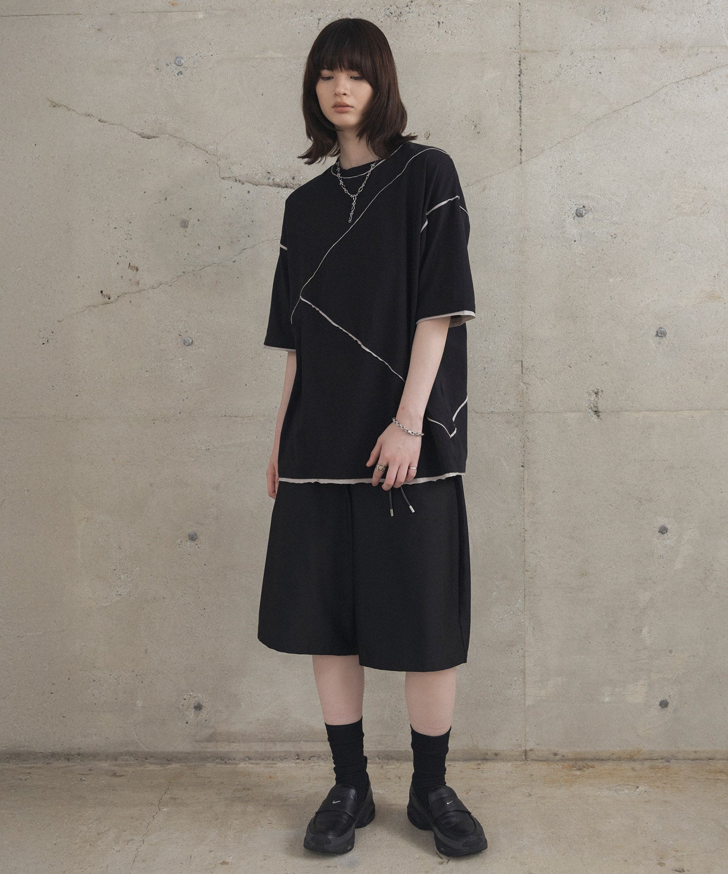 カットオフ switching Tee 切替半袖Tシャツ