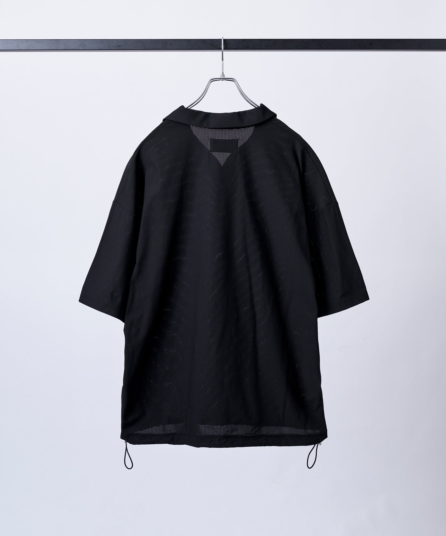 ビックシルエット ポリメッシュ ドロスト スキッパーシャツ