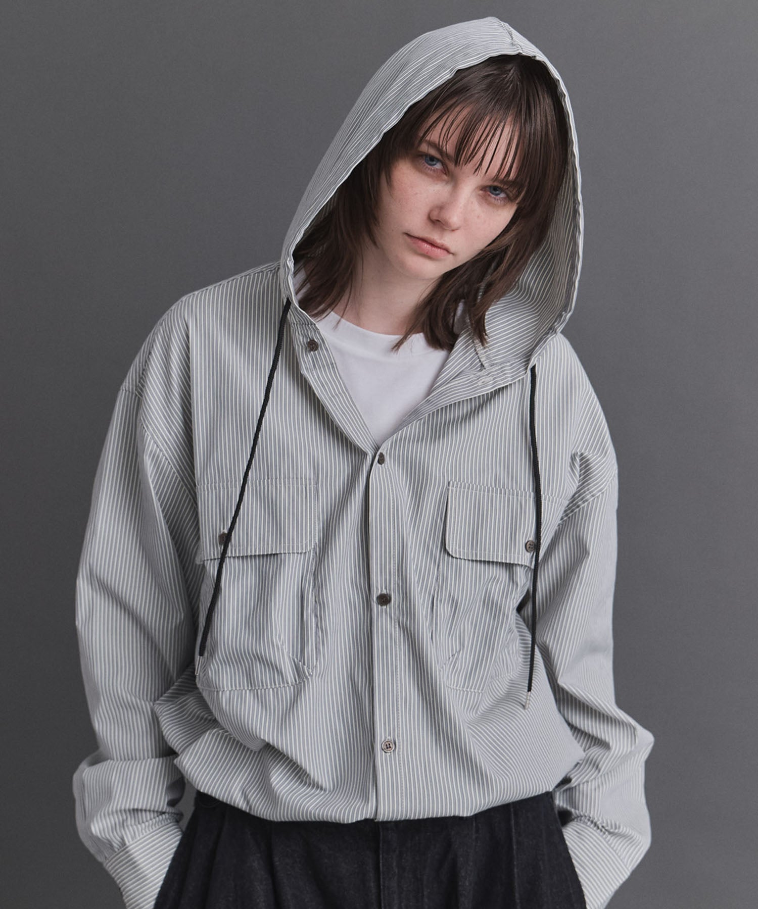 Long-sleeved Shirt Hoodie / 長袖シャツパーカー