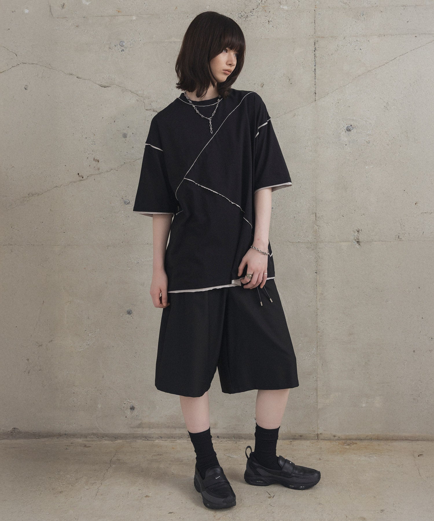 カットオフ switching Tee 切替半袖Tシャツ