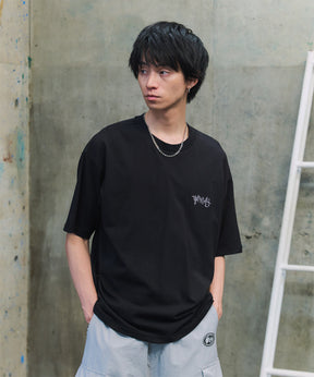クラウン ボックスシルエット グランジ風 レトロモチーフ バックプリント 半袖Tシャツ