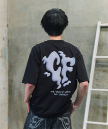 スモークモチーフ ビッグシルエット バックプリント 半袖Tシャツ ワンポイント