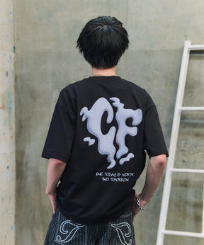 スモークモチーフ ビッグシルエット バックプリント 半袖Tシャツ ワンポイント