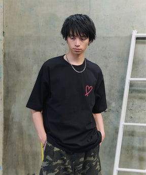 スプレーハート ビッグシルエット バックプリント 半袖Tシャツ ワンポイント