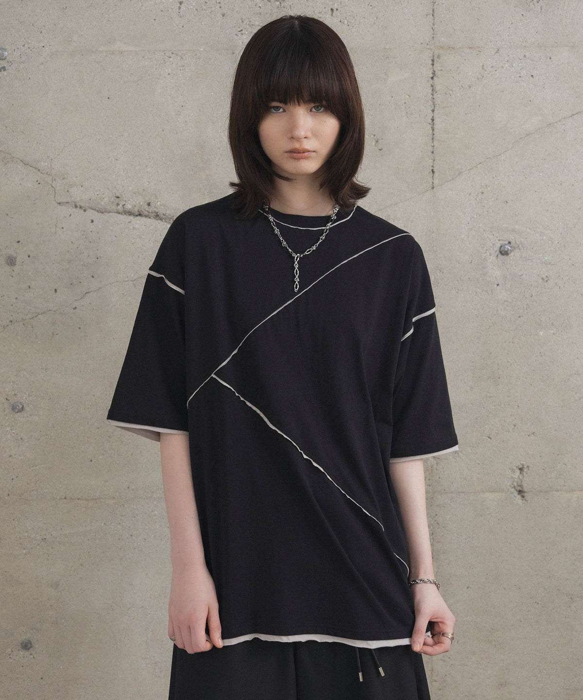 カットオフ switching Tee 切替半袖Tシャツ