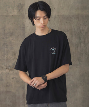 ヒゲオジサンA ワンポイント刺繍ロゴ ビッグシルエット半袖Tシャツ