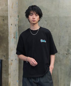 ボックスシルエット スプラッシュ タギング ストリートグラフィック 半袖Tシャツ