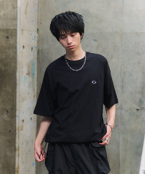 ビッグシルエット ワンポイント刺繍 裾ドローコード Tシャツ