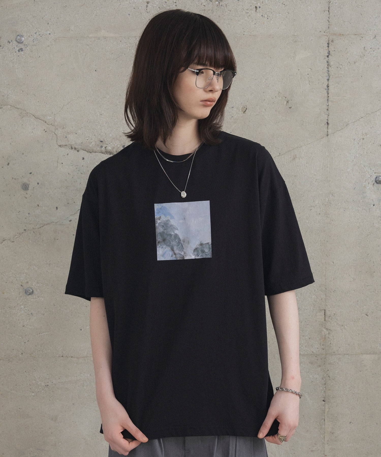 アブストラクト絵画 フロントプリント 半袖Tシャツ