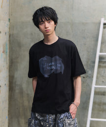ビッグシルエット プレーティング 半袖Tシャツ グラフィック プリント