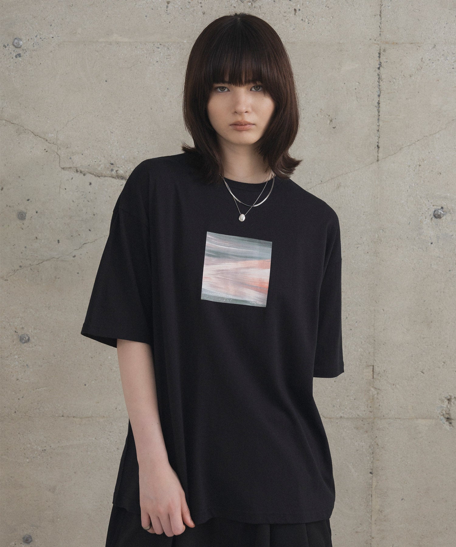 アブストラクト絵画 フロントプリント 半袖Tシャツ