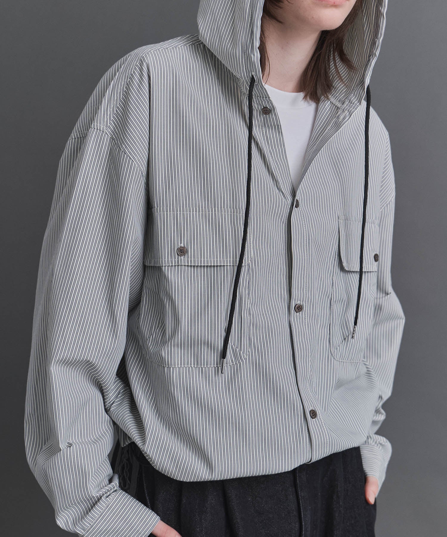 Long-sleeved Shirt Hoodie / 長袖シャツパーカー
