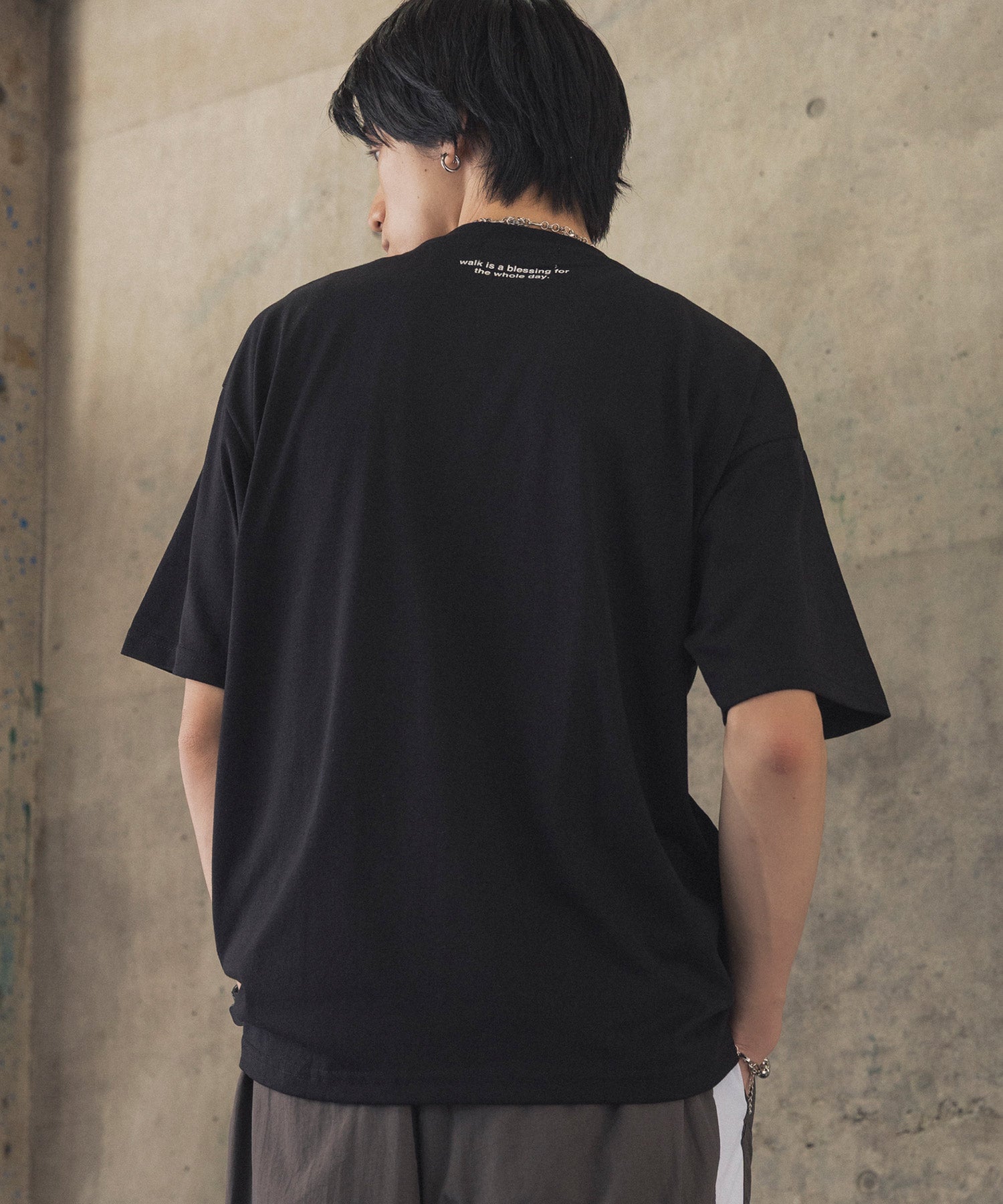 ウォーキングA ワンポイント刺繍ロゴ ビッグシルエット半袖Tシャツ