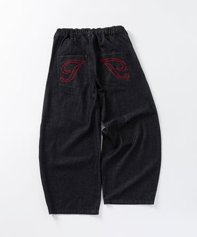2-TUCK BACK EMBROIDERED DENIM PANTS / ツータック バック刺繍入り デニムパンツ