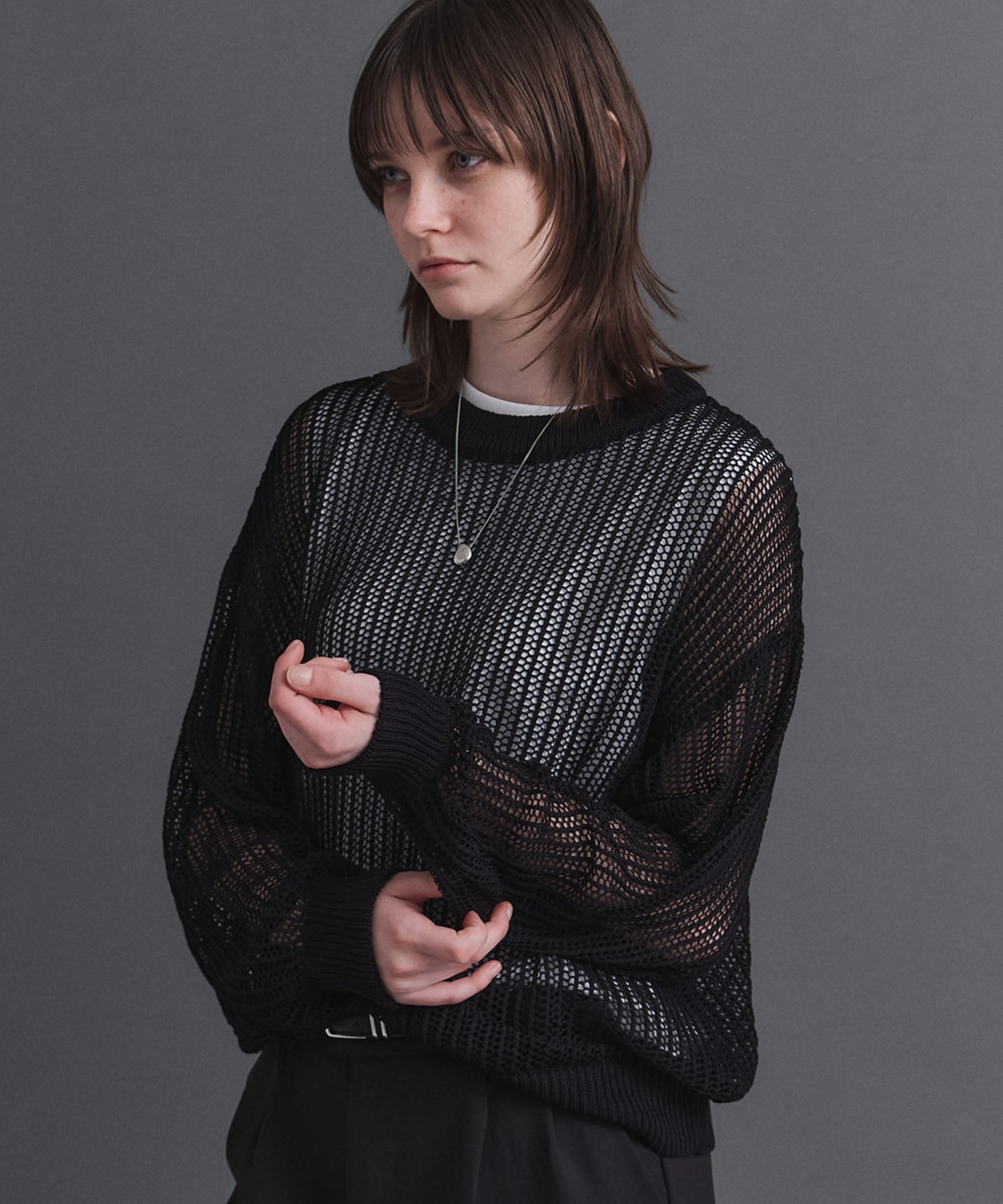 Basic Sheer Knit Pullover / ベーシック シアーニットプルオーバー