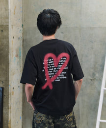 スプレーハート ビッグシルエット バックプリント 半袖Tシャツ ワンポイント