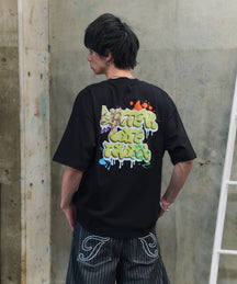 ボックスシルエット スプラッシュ タギング ストリートグラフィック 半袖Tシャツ