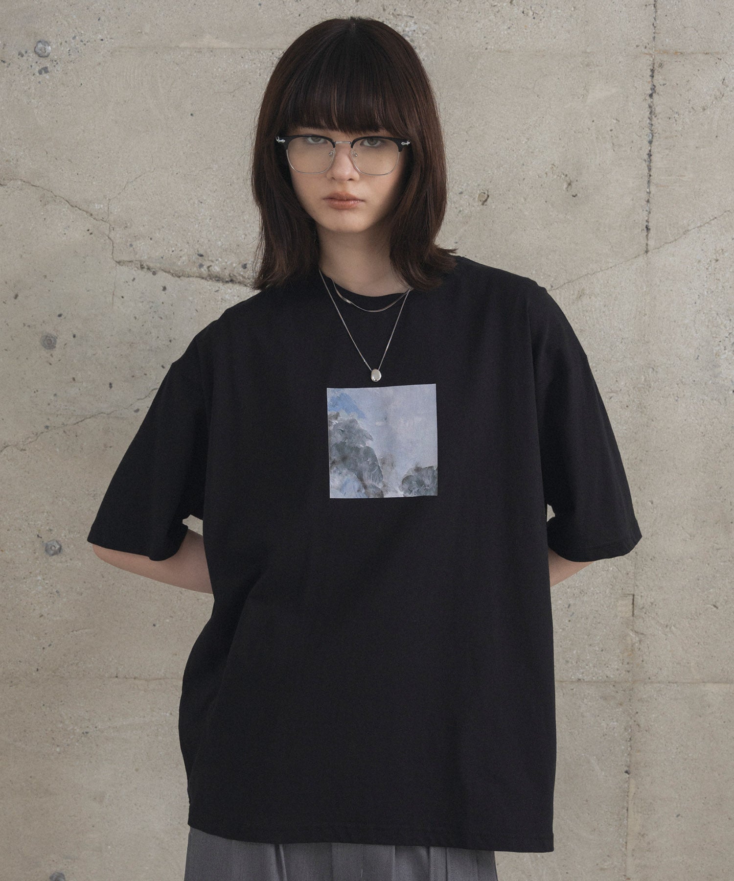 アブストラクト絵画 フロントプリント 半袖Tシャツ