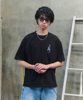 スモーク ボックスシルエット グランジ風 Y2Kモチーフ 韓国風 バックプリント
