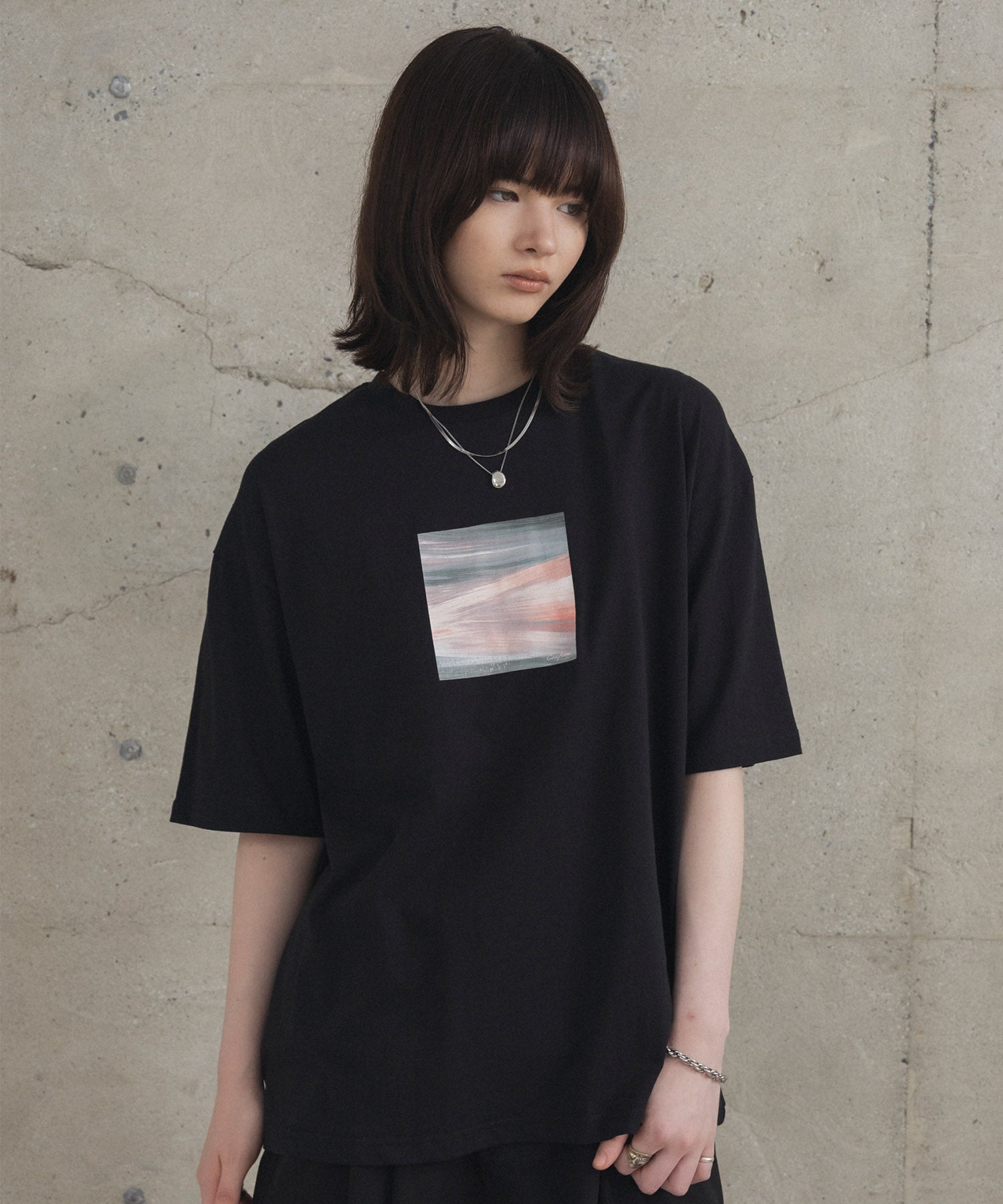アブストラクト絵画 フロントプリント 半袖Tシャツ