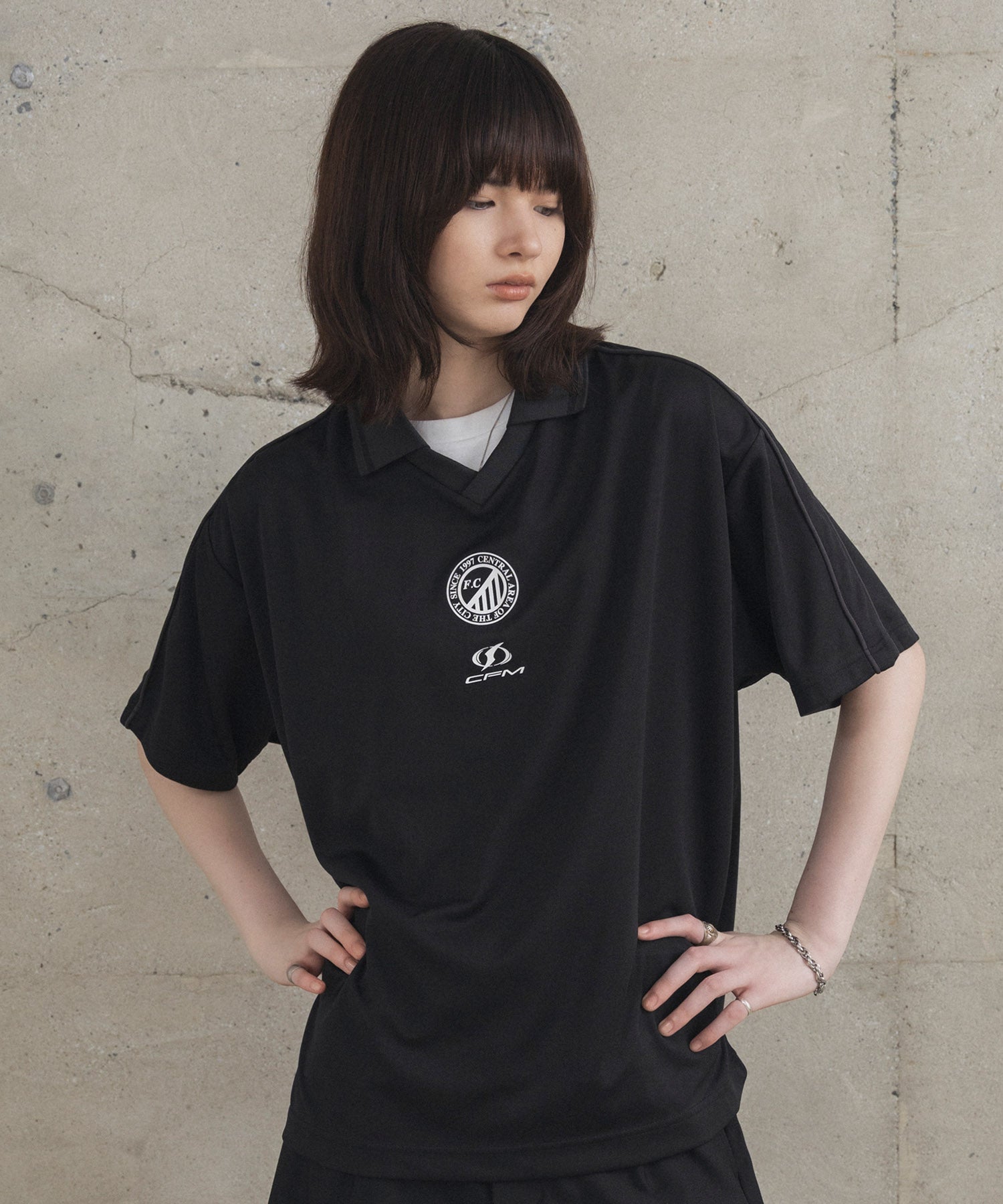 フロントプリント サイドライン ユニフォーム半袖Tシャツ