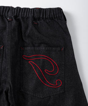 2-TUCK BACK EMBROIDERED DENIM PANTS / ツータック バック刺繍入り デニムパンツ