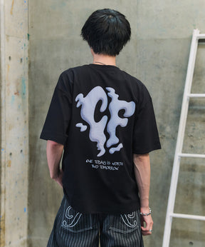 スモークモチーフ ビッグシルエット バックプリント 半袖Tシャツ ワンポイント
