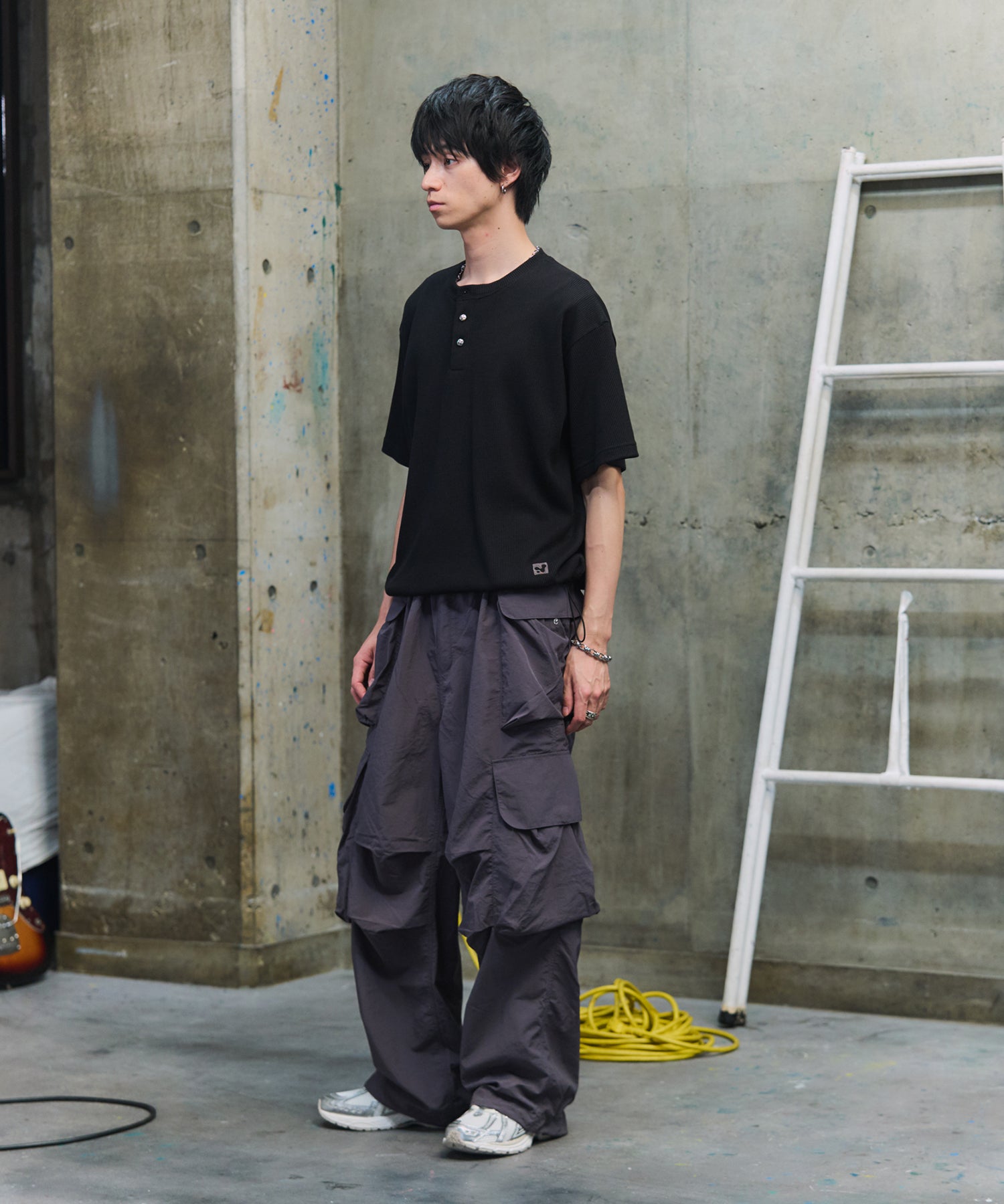 THERMAL DRAWSTRING HENLEY NECK T-SHIRT / サーマル ドローストリング ヘンリーネックTシャツ