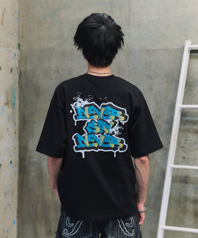 ボックスシルエット スプラッシュ タギング ストリートグラフィック 半袖Tシャツ