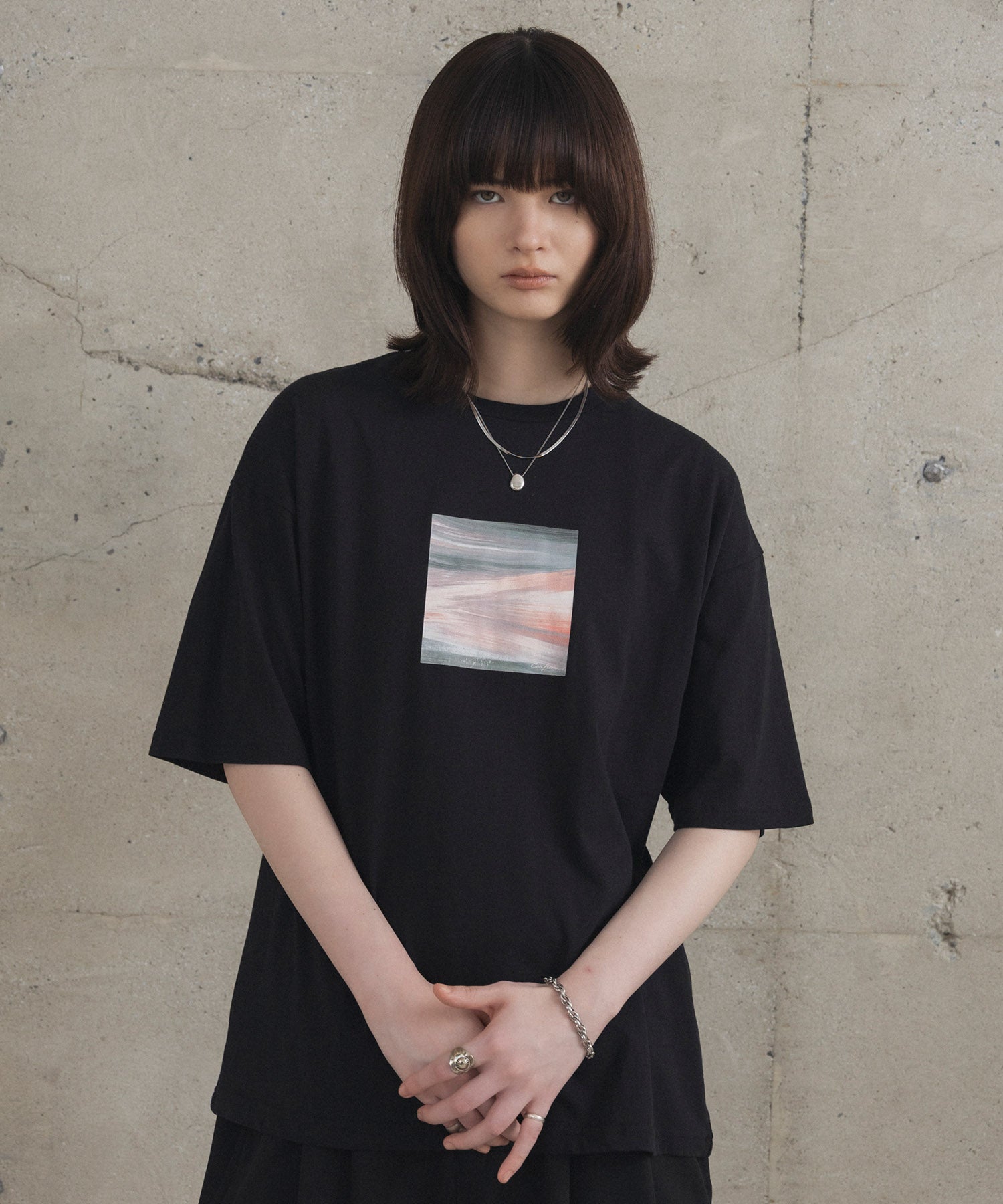アブストラクト絵画 フロントプリント 半袖Tシャツ