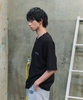 クラウン ボックスシルエット グランジ風 レトロモチーフ バックプリント 半袖Tシャツ