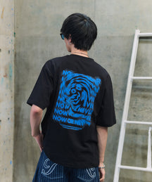 韓国風バックプリント ビッグシルエット バックプリント 半袖Tシャツ ワンポイント