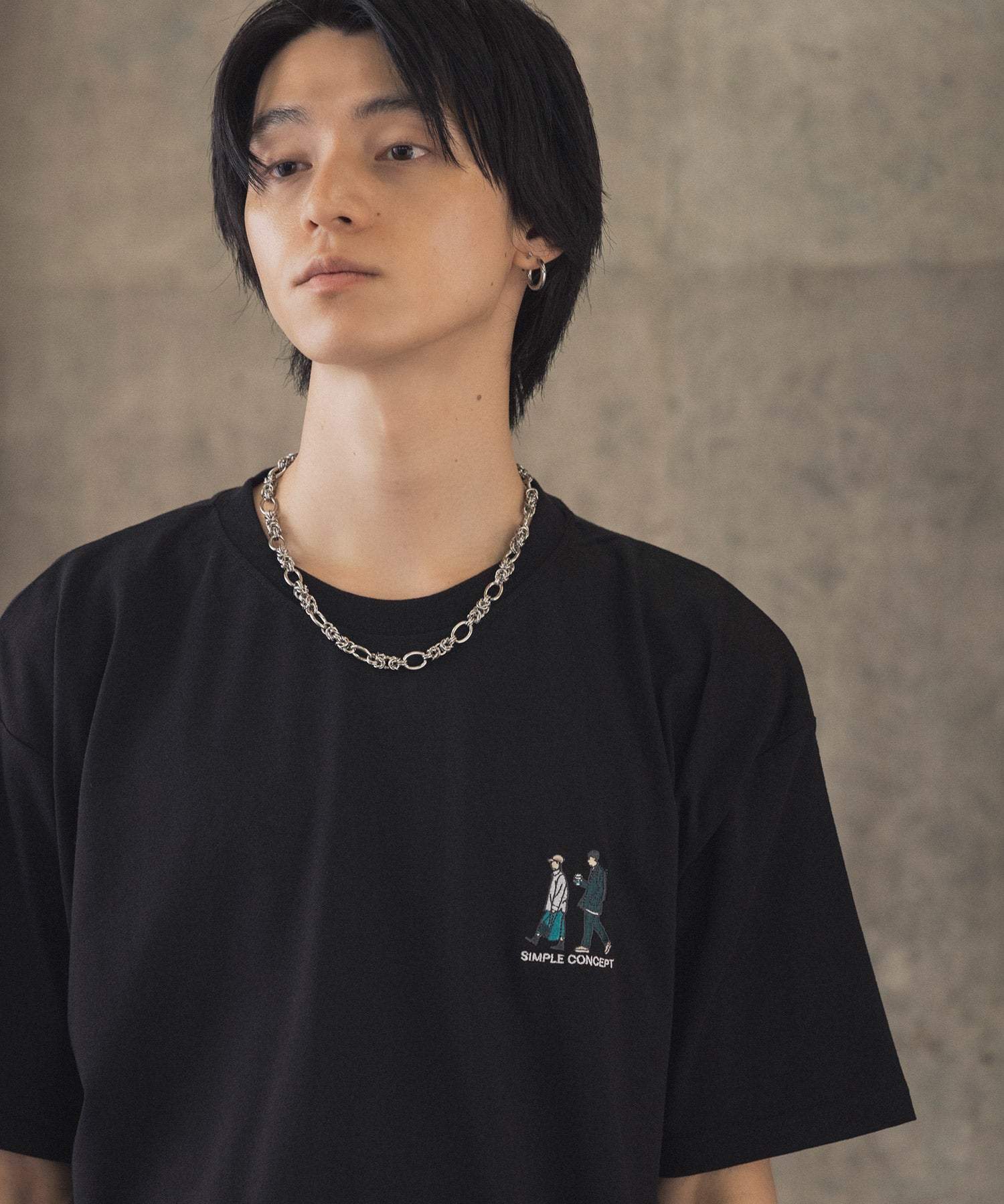 ウォーキングA ワンポイント刺繍ロゴ ビッグシルエット半袖Tシャツ