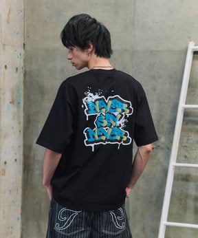 ボックスシルエット スプラッシュ タギング ストリートグラフィック 半袖Tシャツ