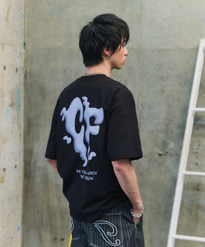 スモークモチーフ ビッグシルエット バックプリント 半袖Tシャツ ワンポイント
