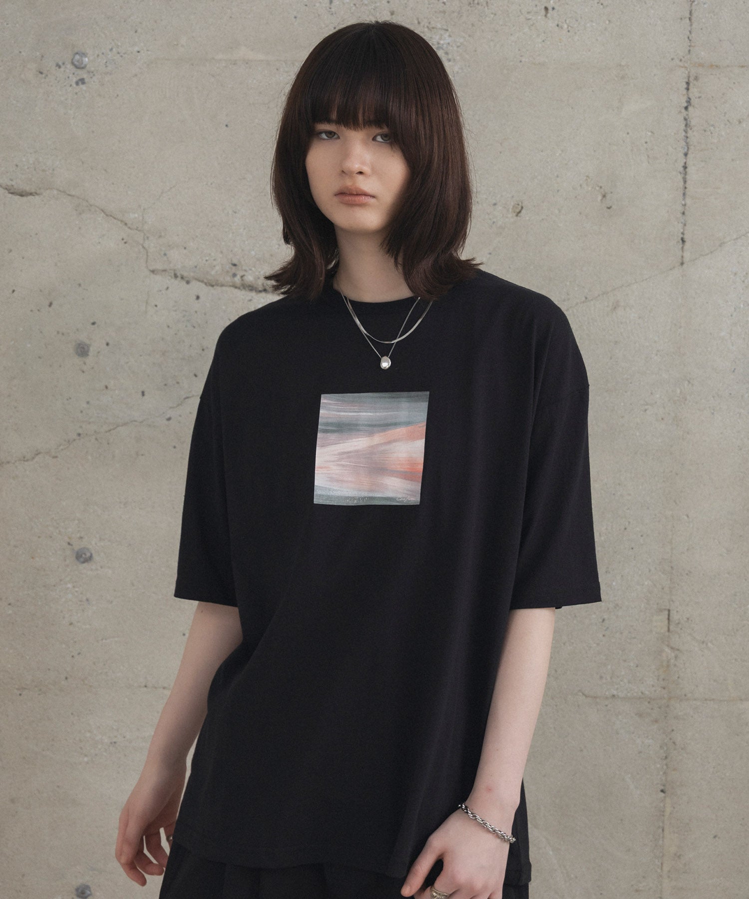 アブストラクト絵画 フロントプリント 半袖Tシャツ